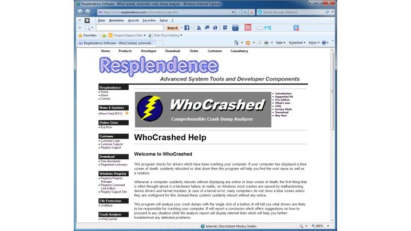 Wo Rashed Analyse-Tool für Windows und Windows Server 2012: WhoCrashed ...