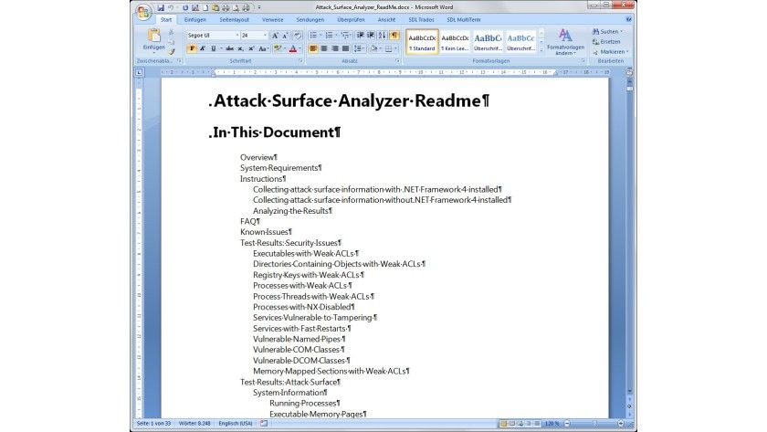 Microsoft Attack Surface Analyzer - Readme-Datei