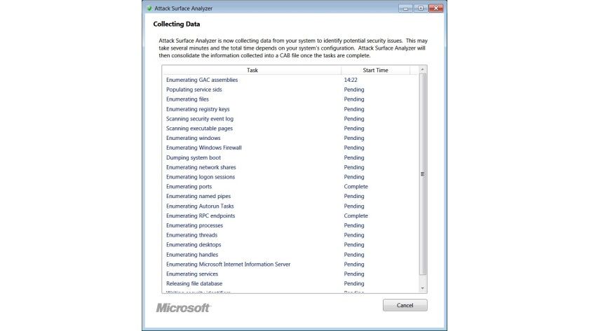 Microsoft Attack Surface Analyzer - Datenerfassung
