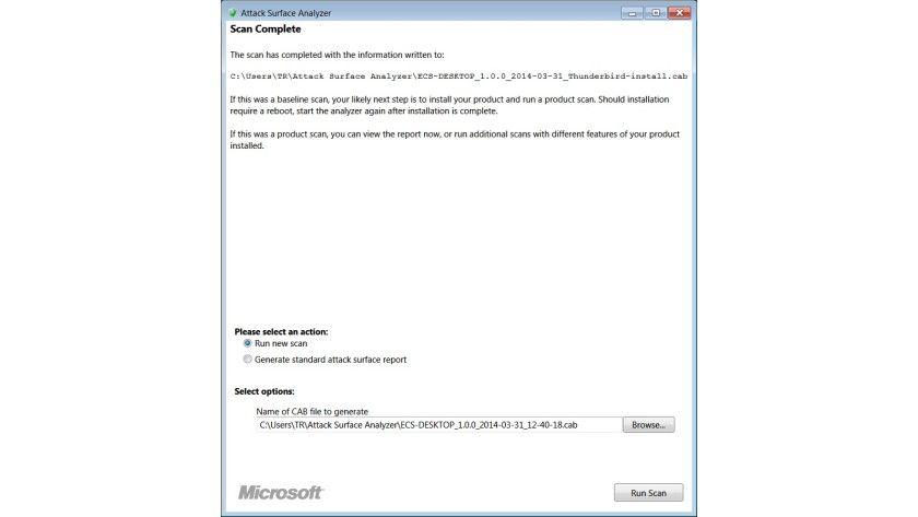 Microsoft Attack Surface Analyzer - Abschluss Product-Scan